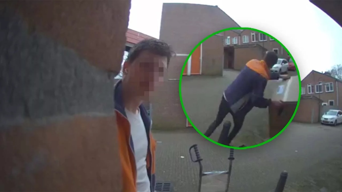 Bizarre video: PostNL bezorger gaat door het lint als bewoner die niet thuis is!